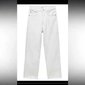 ZARA HI-RISE STRAIGHT LEG CREAM JEANS